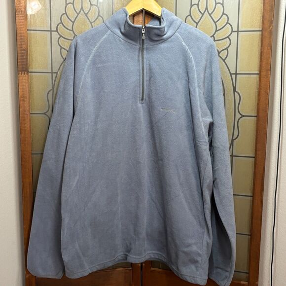 Merell Men's Fleece 1/4 Zip Pullover Light Blue Mock Neck Sweater Jacket Size XL - Picture 1 of 12